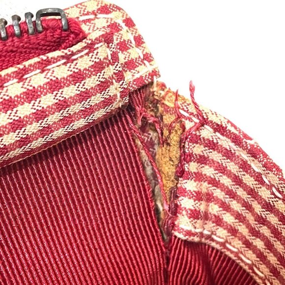 CHANEL CC Matelasse Gingham Check Tote Bag Shoulder Bag Canvas Red x White - Picture 6 of 12